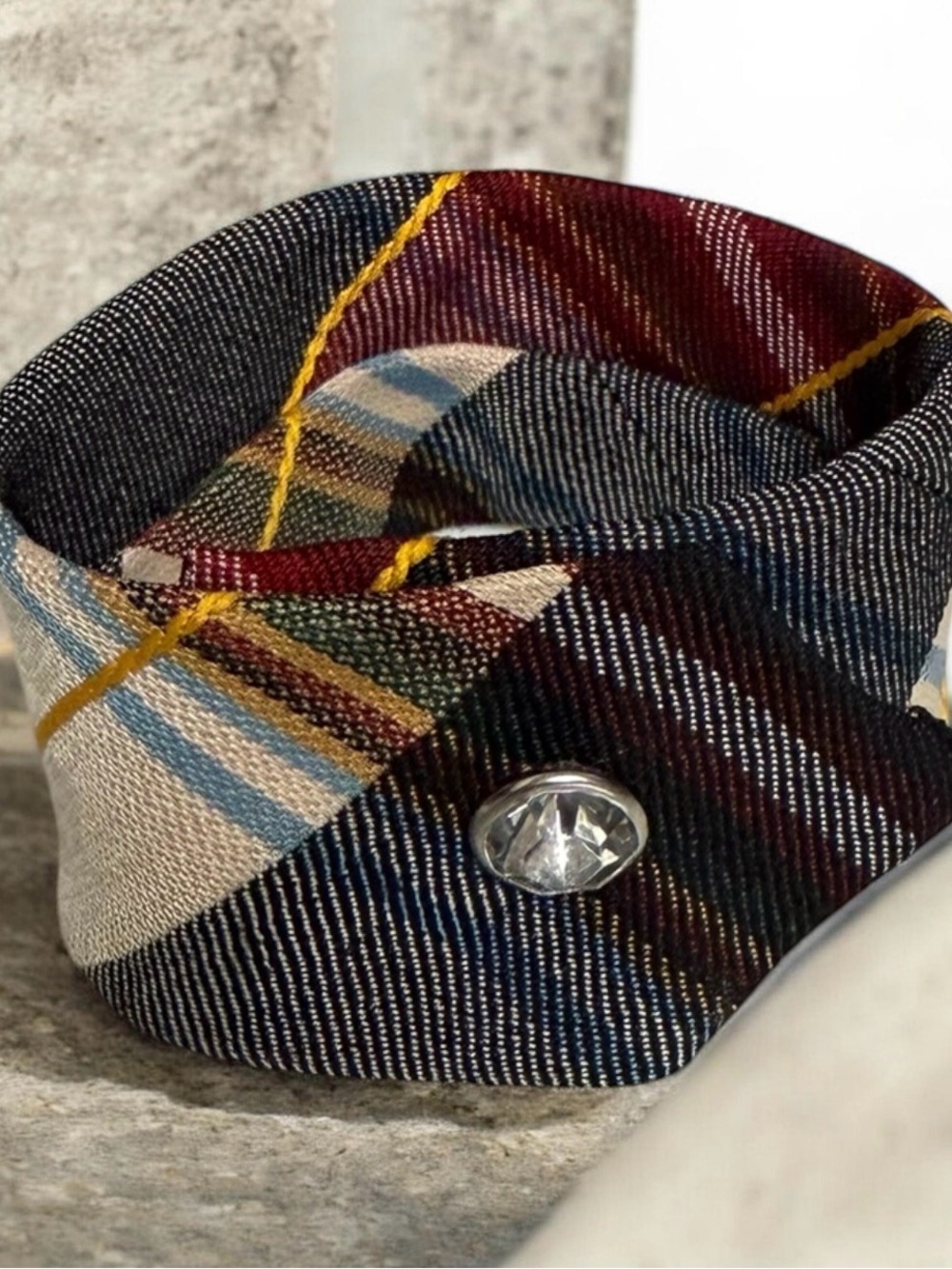 A Classic Multicolor Plaid Handmade Tie Bracelet